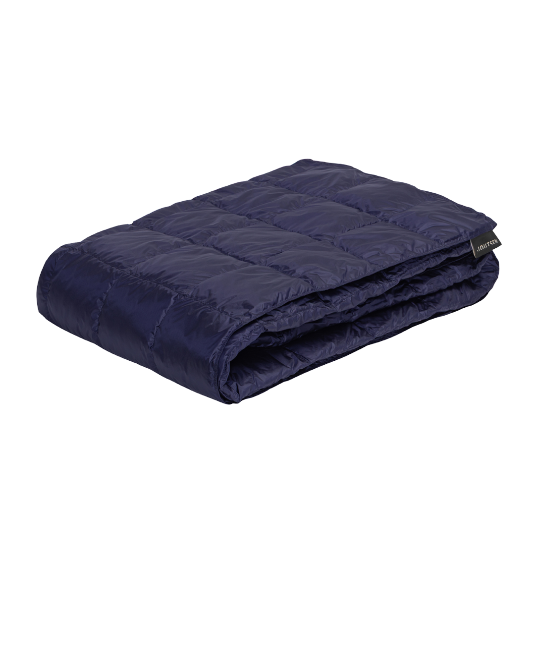 Folded dark blue (color: Honeyberry) Kulkuri down blanket.