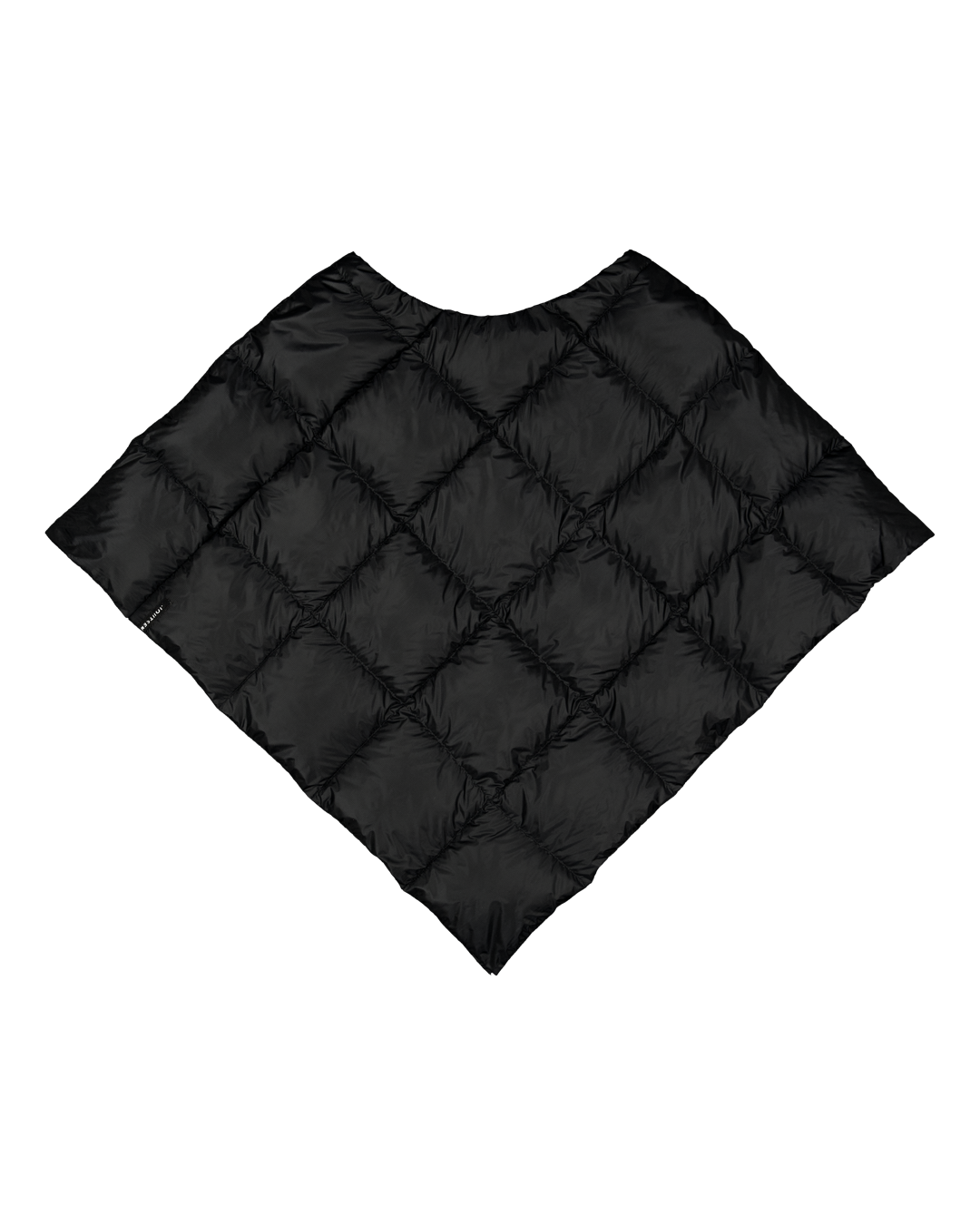 Black (color: Licorice) quilted poncho on a white background