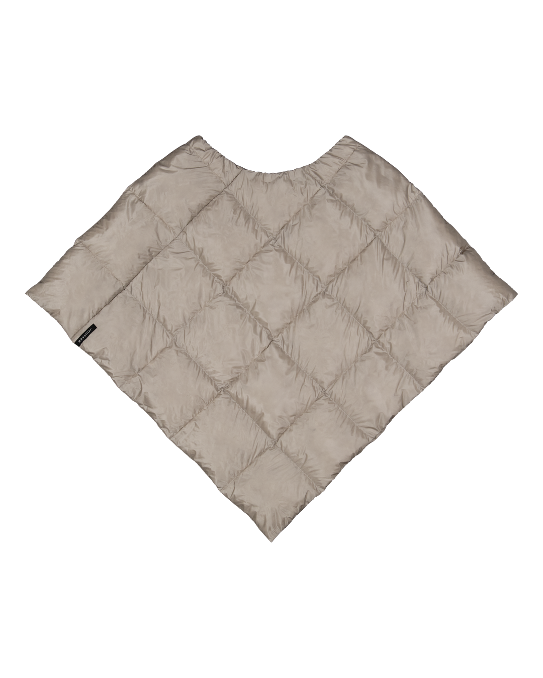 Beige (color: Seashell) quilted poncho on a white background