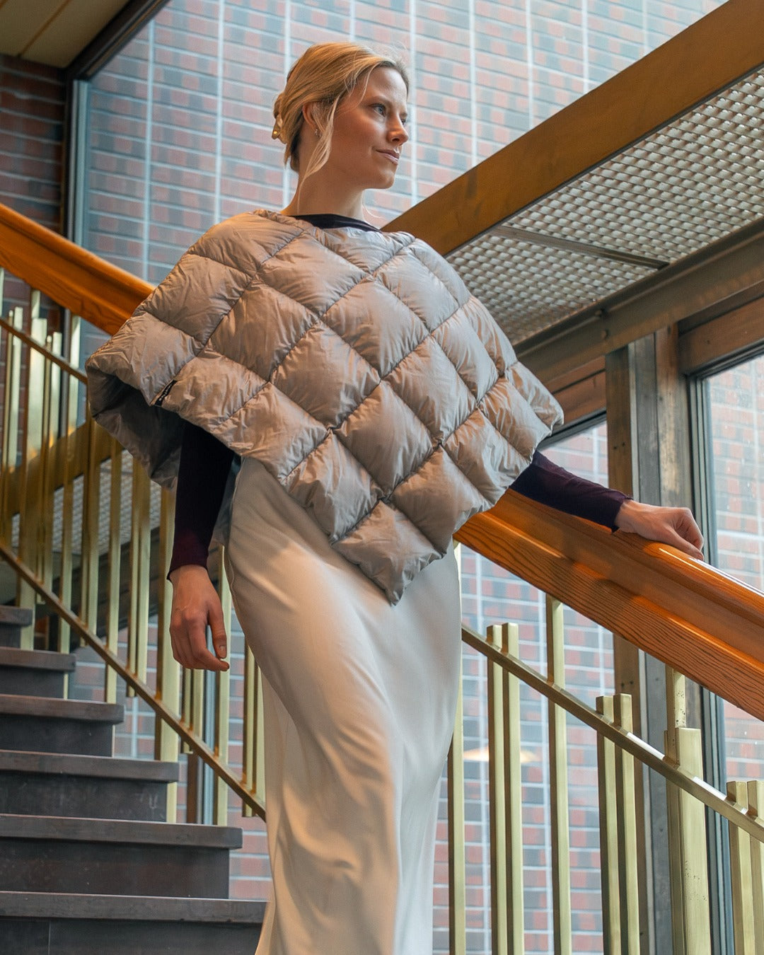 Unelma Down Poncho Seashell