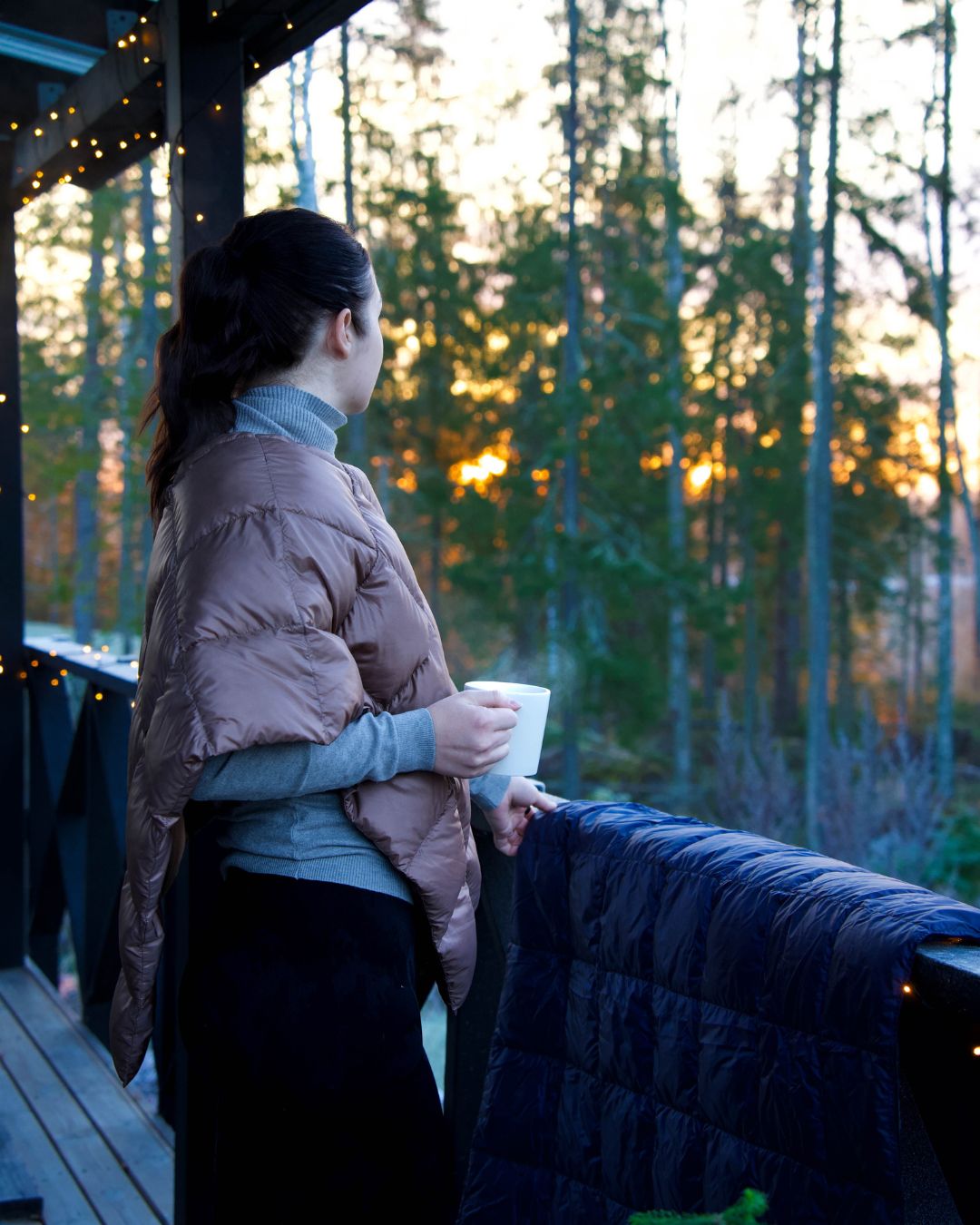 Unelma Down Poncho Hazelnut