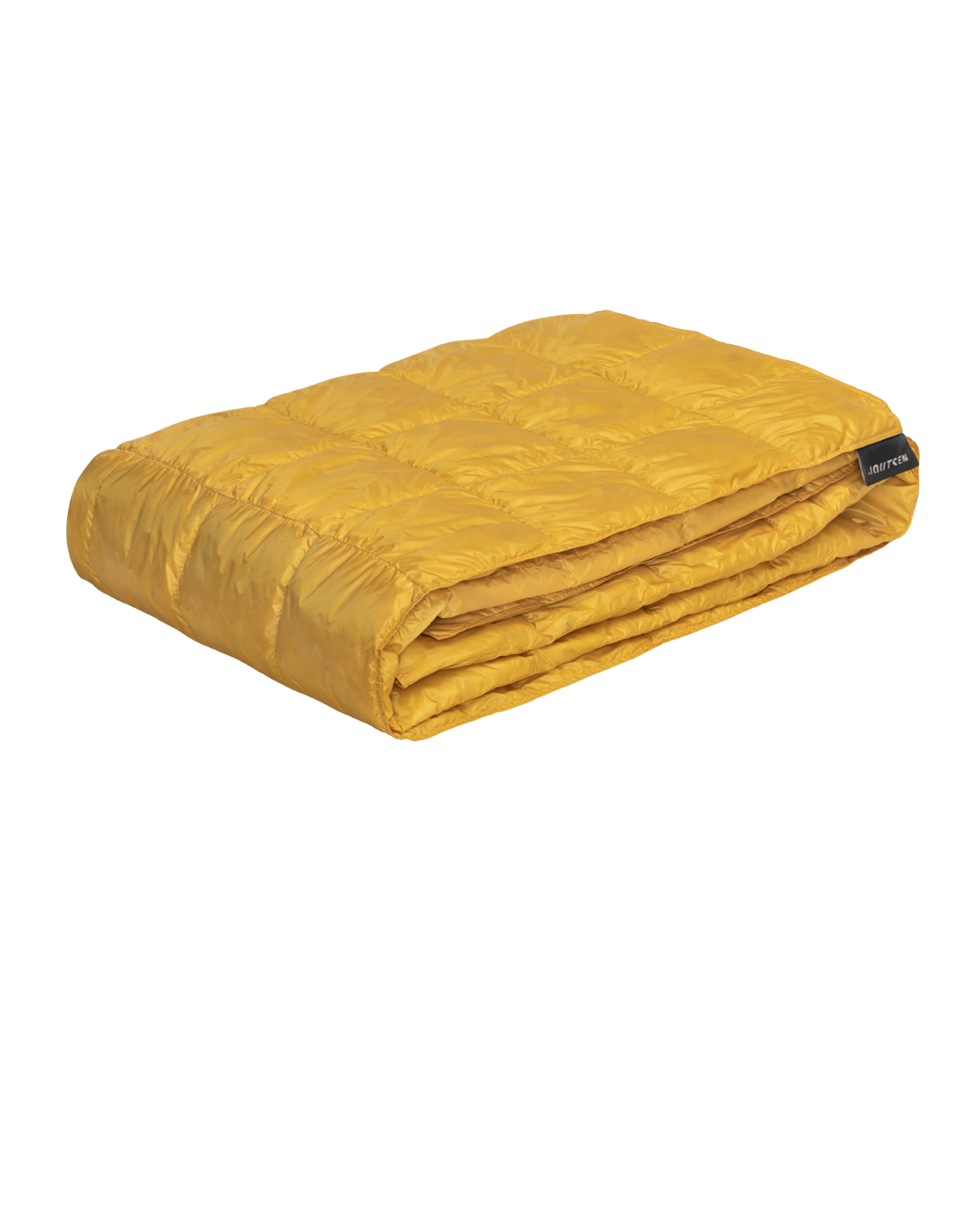 Folded yellow (color: Mango) Kulkuri down blanket.