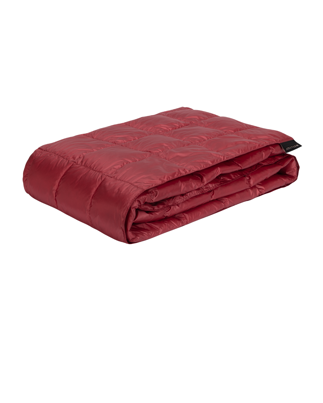 Folded dark red (color: Pomegranate) Kulkuri down blanket.