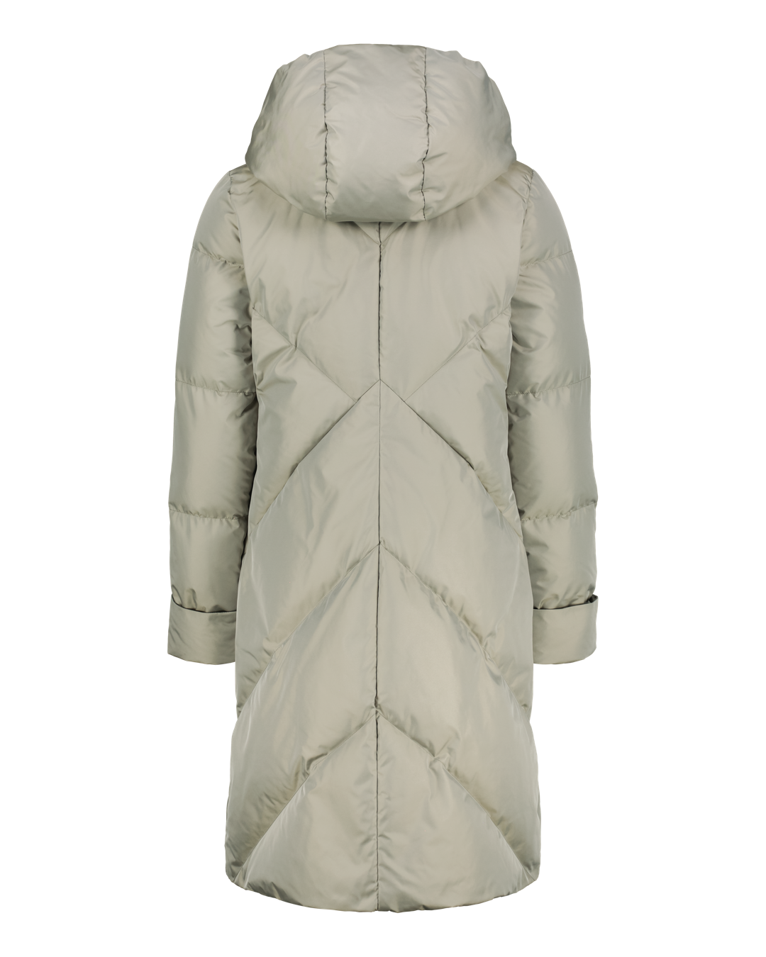 Long quilted coat with a hood