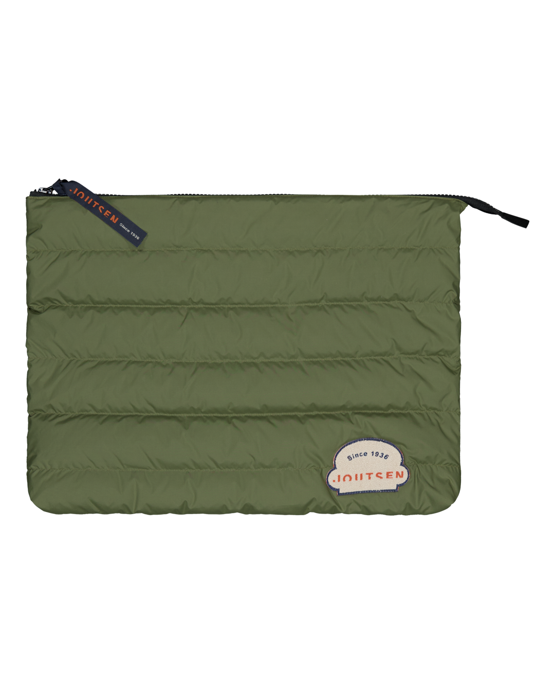 Green Keiju down-filled storage bag with a Joutsen label