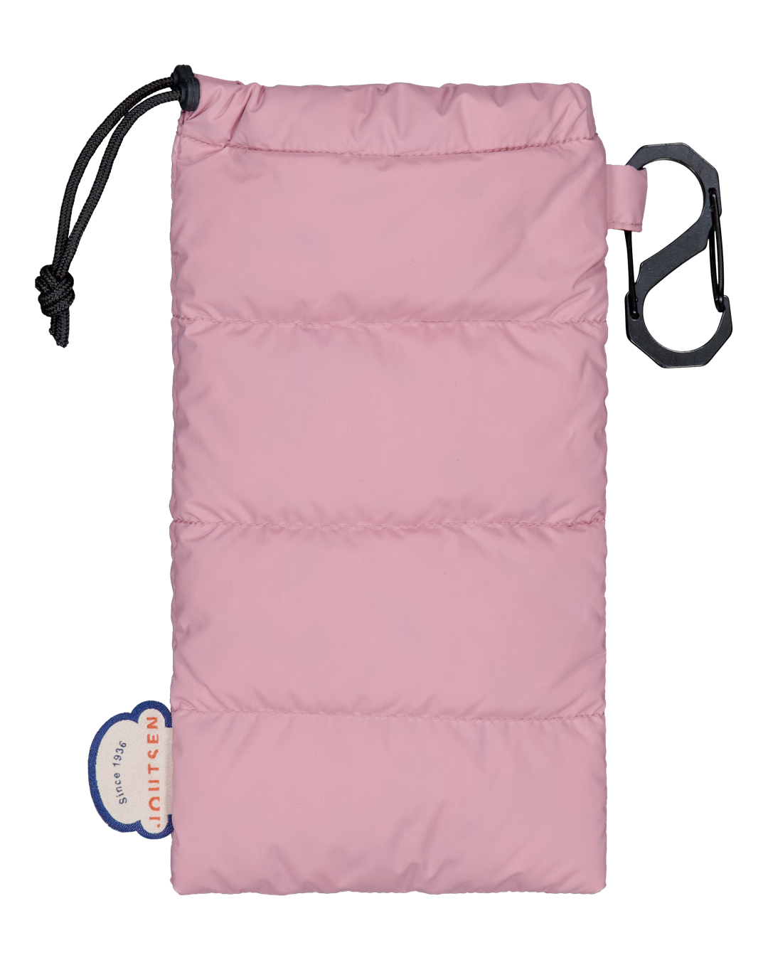 Light pink drawstring Lilliputti pouch with a brand tag on a white background