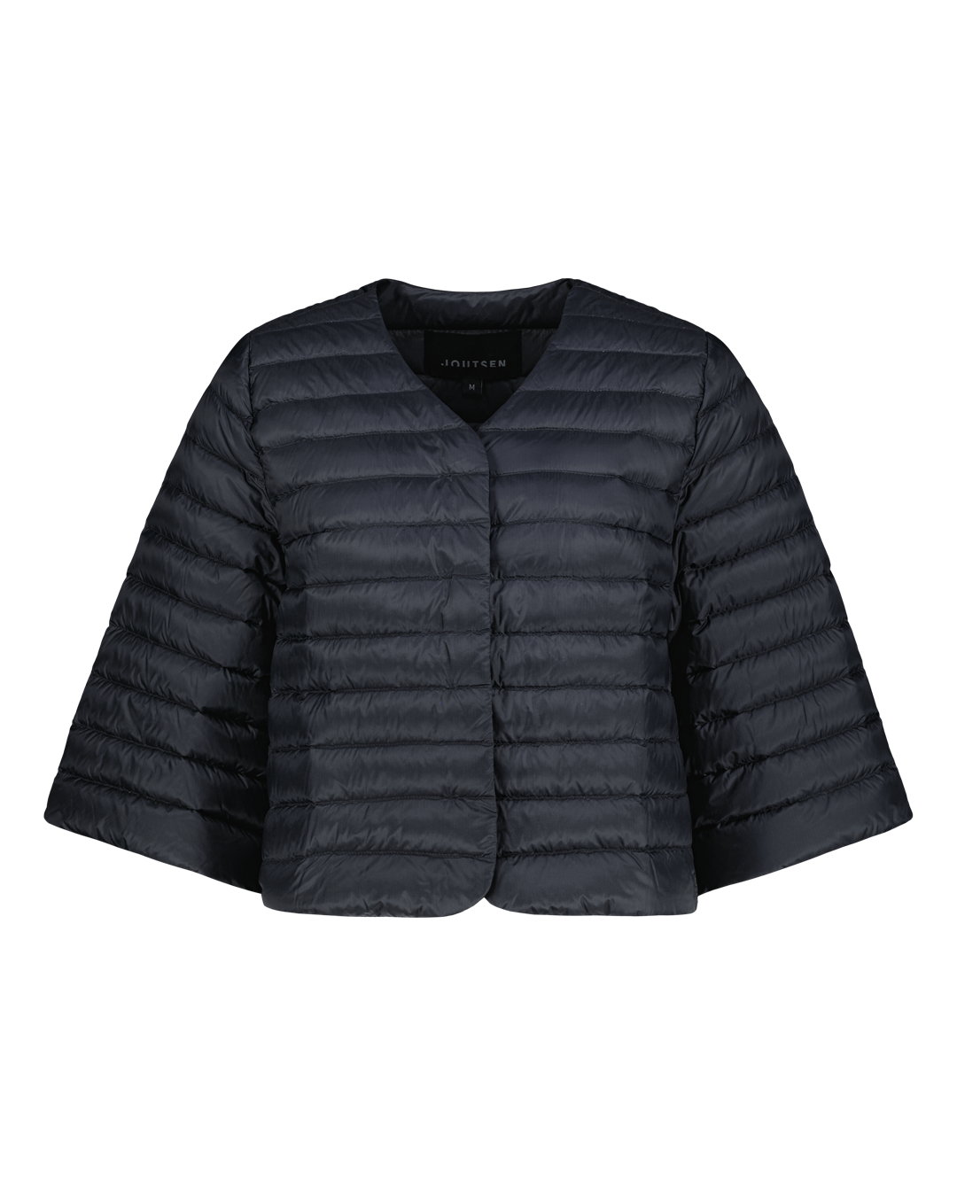 Black down bolero on a white background