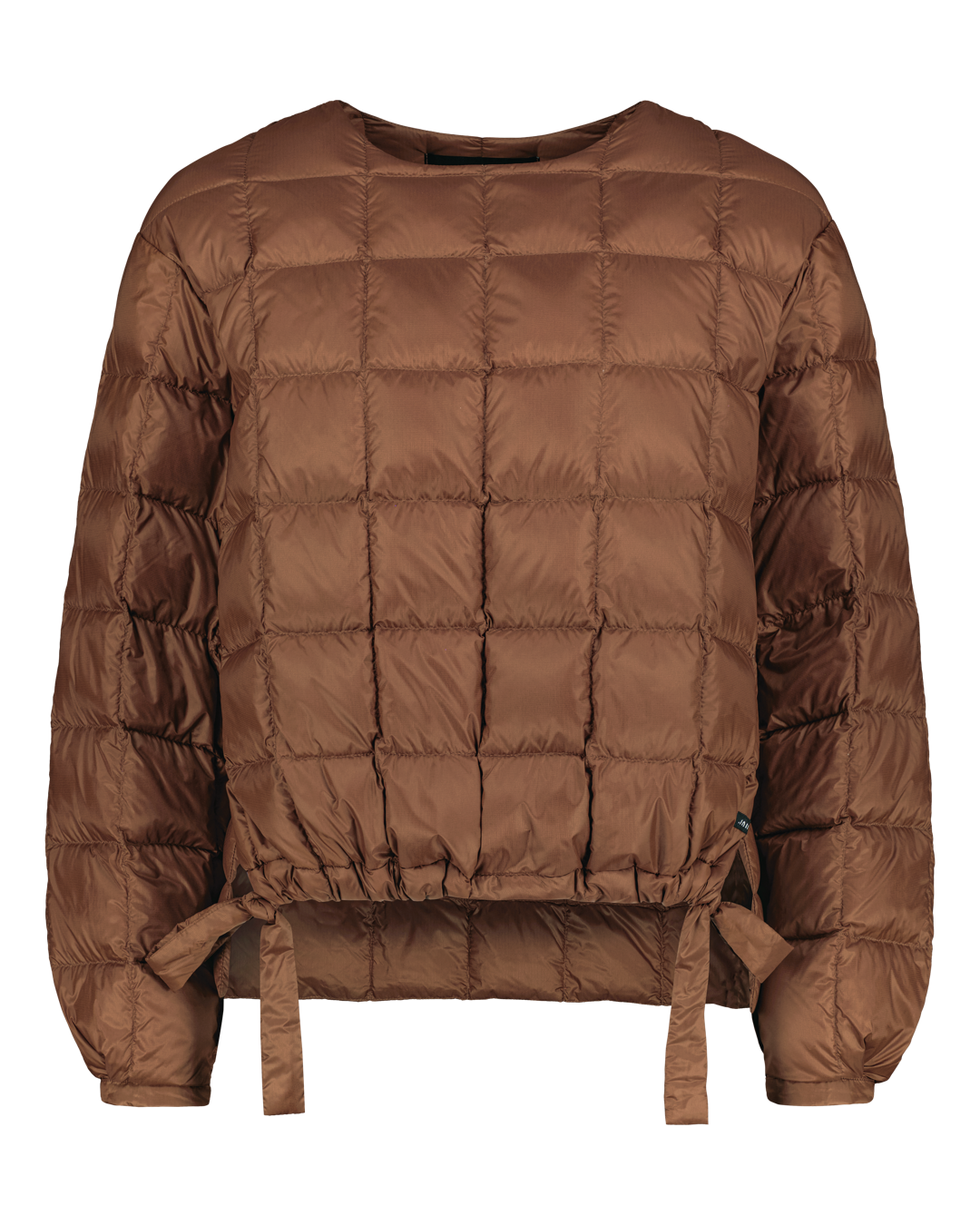 Brown down shirt with tied sleeves on a white background