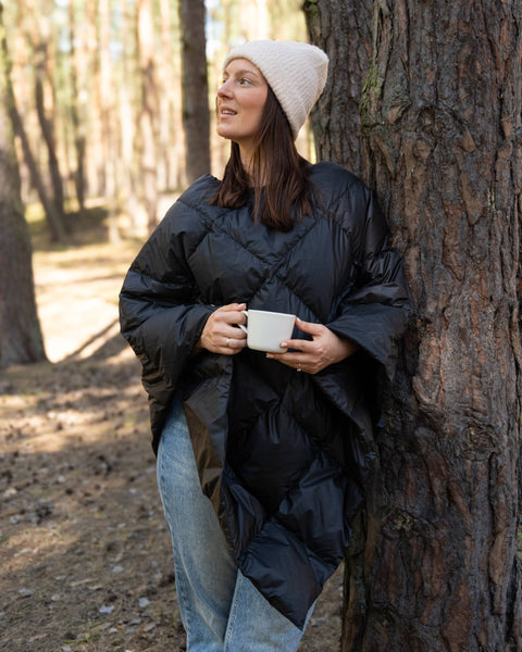 Otava Down Poncho Charcoal Black