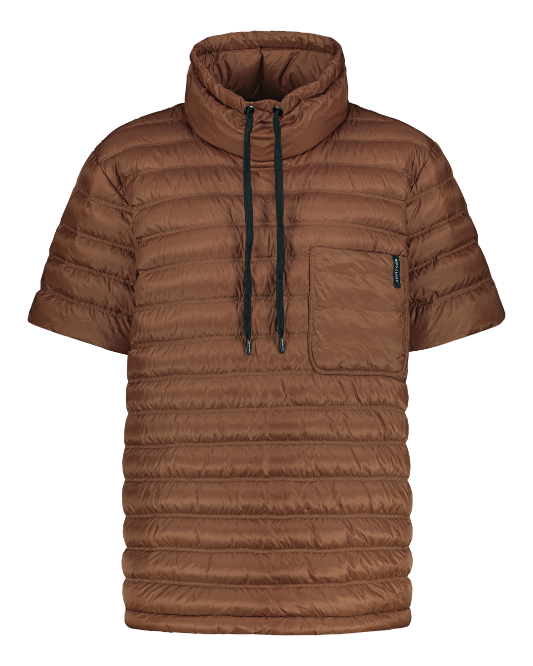 Brown down shirt with short sleeves on a white background