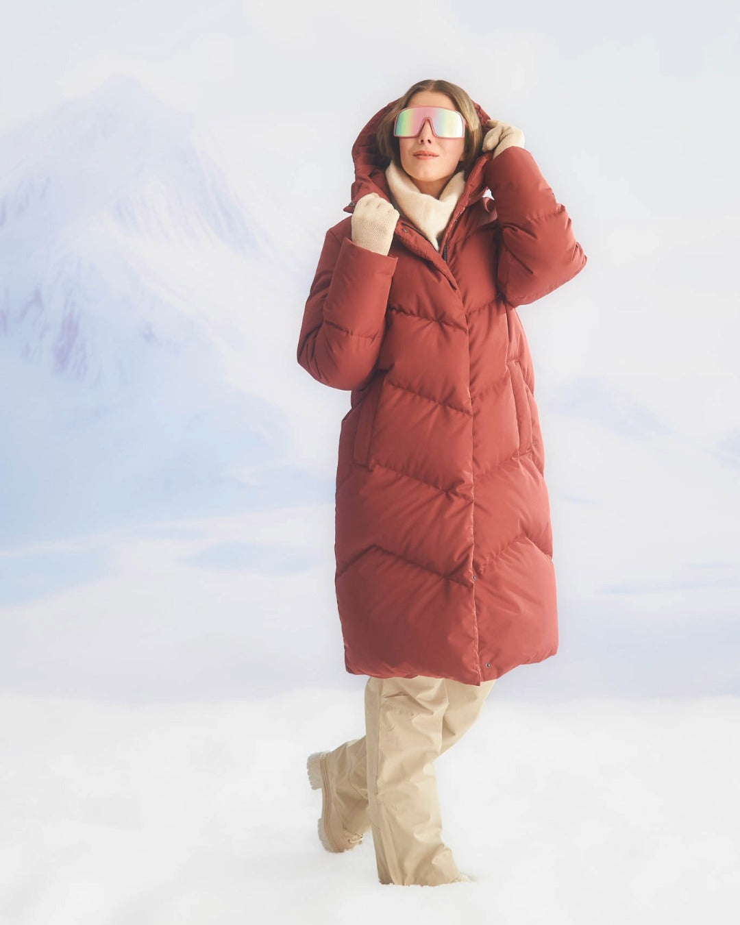Reina Down Coat Fired Brick