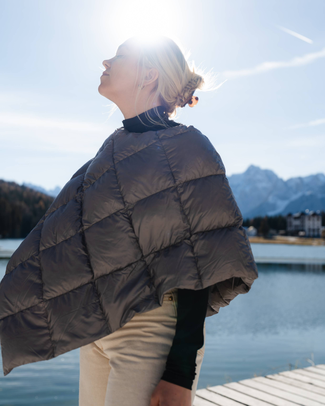 Unelma Down Poncho Twilight Grey