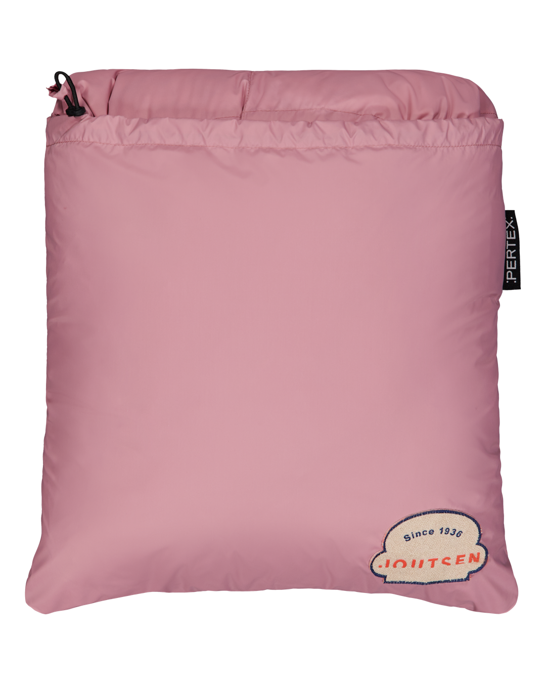 Pink Välly down blanket packed in its pouch
