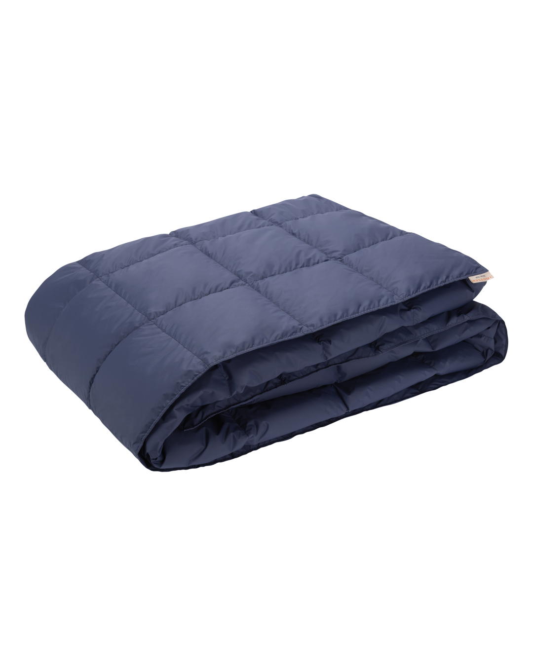 Folded dark blue down blanket