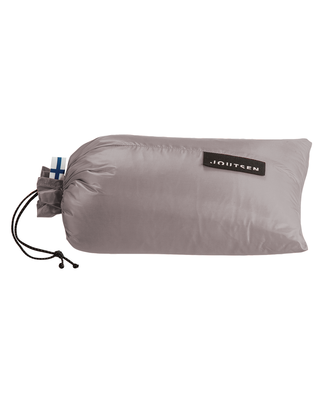 The twilight grey Kulkuri down blanket is packed in a matching storage bag.